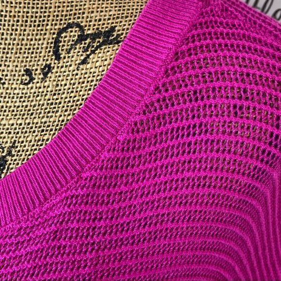 Express Y2K Sheer Mesh Dolman Sweater Top Raspberry Pink XS Fitted - Picture 5 of 10